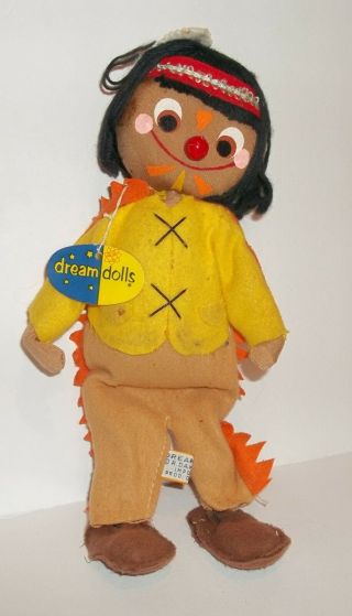 Vintage Dakin Dream Doll Pets Tepee Joe Native American Indian Mascot 1960s Rare