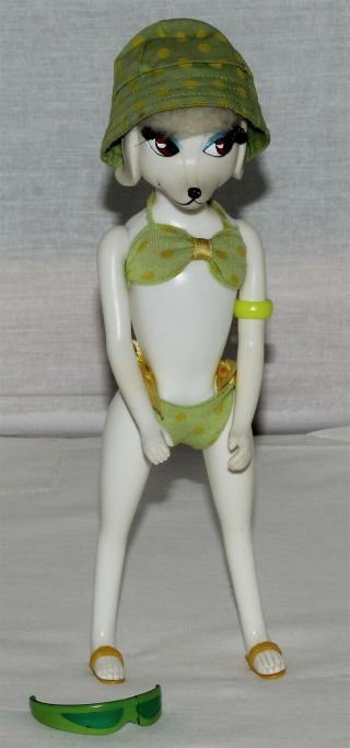 Vintage 1966 Hasbro Peteena The Pampered Poodle Doll With Bikini,  Hat,  & Sandals