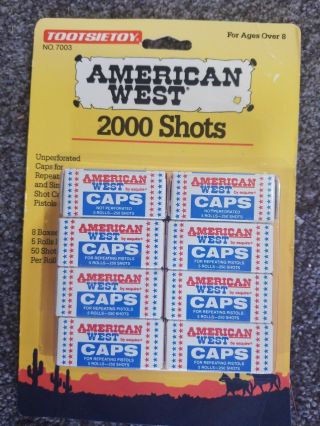 American West Tootsie Toy Caps 2000 Shots For Cap Guns 8 Boxes 1991