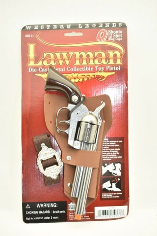 Lawman Die Cast Metal Collectible Toy Pistol W/ Holster And Belt 4707