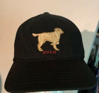 Mens Vintage Lightly Worn Polo Sport Ralph Lauren Blue Hunting Dog Hat One Size