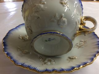 Antique 18th c Meissen Crossed Swords Blue and Gold Decorated Tea Cup and Saucer 2