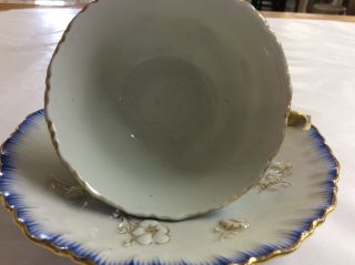 Antique 18th c Meissen Crossed Swords Blue and Gold Decorated Tea Cup and Saucer 3
