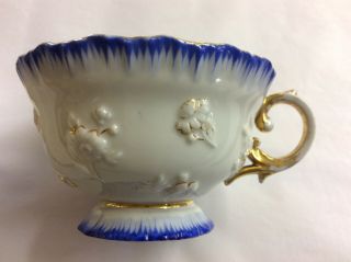 Antique 18th c Meissen Crossed Swords Blue and Gold Decorated Tea Cup and Saucer 7