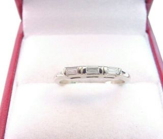 Baguette Diamonds.  10 Tcw Vintage Estate 14k White Gold Wedding Band Ring