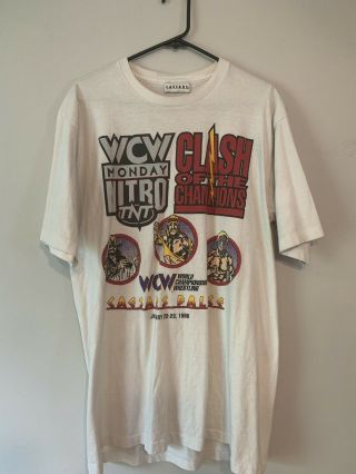 Vintage Wcw Shirt Clash Of The Champions Hulk Hogan Sting Macho Man Caesars Rare