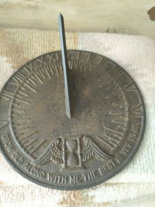 Vintage Griswold Cast Iron Sundial 10 " - Bird Dial - Grow Old Along With Me
