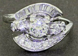 Antique 18k/14k Wg 1.  15ct Diamond Wedding/engagement Ring W/.  50ct Ctr.  Size 6.  5
