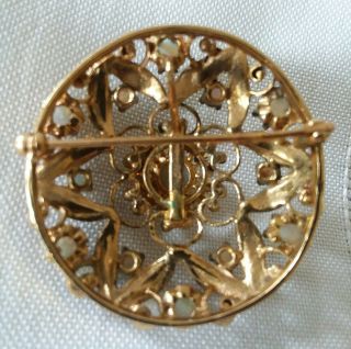 Vintage 14k Gold And Opal Filigree Pendant Brooch 12.  7 Grams 11