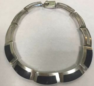 Vintage Taxco Mexico Sterling Silver 925 Lapis Lazuli Modernist Choker Necklace 10