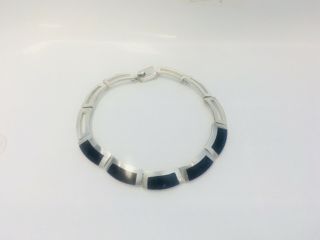 Vintage Taxco Mexico Sterling Silver 925 Lapis Lazuli Modernist Choker Necklace 7