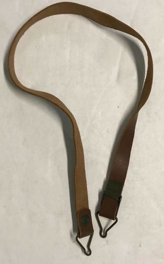 Wwii Un - Issued Leather Chin Strap For M1 Helmet Liner