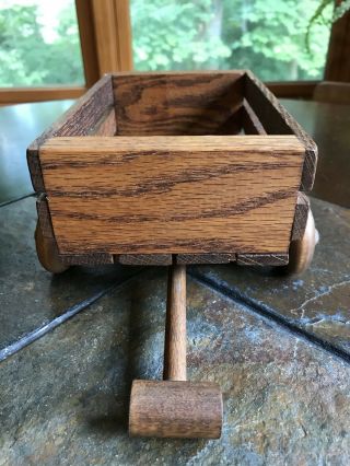 Antique Vintage Wood Wagon Child ' s Pull Toy Doll Bear Display Handmade Wood Toy 2