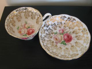 Royal Albert Rose Trio Gold Chintz China Tea Cup & Saucer 2