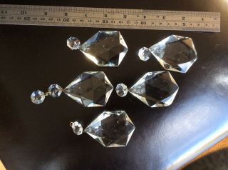 5 Vintage Large ‘star’ Cut Crystal Prisms For Chandelier.