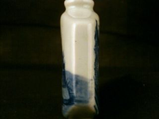 Special 19thC Chinese Blue & White Porcelain Landscape Flat Snuff Bottle Z122 3