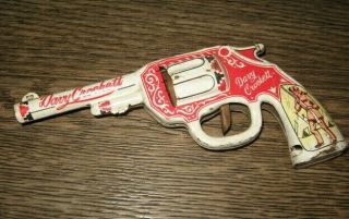 Vintage 1955 Davy Crockett Litho Pressed Steel Clicker Pistol Gun Six - Shooter
