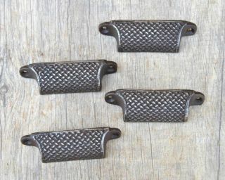 4pc Vintage Victorian Cast Iron Eastlake Cabinet Drawer Bin Pull Cup Handle 4 "