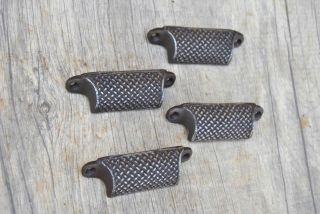 4pc vintage victorian cast iron EASTLAKE cabinet drawer bin pull cup handle 4 