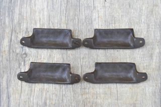 4pc vintage victorian cast iron EASTLAKE cabinet drawer bin pull cup handle 4 