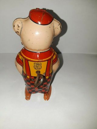 VINTAGE 1930s J CHEIN & CO TIN LITHO WIND UP TOY PIG 4