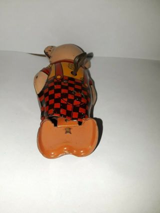 VINTAGE 1930s J CHEIN & CO TIN LITHO WIND UP TOY PIG 5
