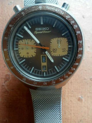 Vintage Seiko Chronograph Automatic Watch 6138 - 0040 Bull Head Reset To 0