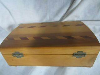 Vintage Inlay Wood Box Trinket Jewelry Dresser Box 1930 ' s Art Deco Waterfall 4