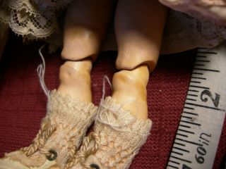 Antique German Bisque 19 8 1/2” Jointed,  Sleepy Eyes Doll Teeth Clothes 3