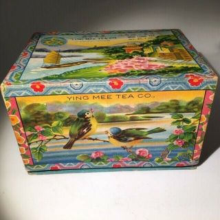 Vintage YING MEE Woo Lung Tea box China ca.  1930 with tea full 2