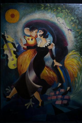 Oil on canvas,  vintage,  NOT PRINTED,  signature Marc Chagall (40.  3 x 28.  5 inches) 3