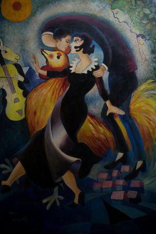 Oil on canvas,  vintage,  NOT PRINTED,  signature Marc Chagall (40.  3 x 28.  5 inches) 5