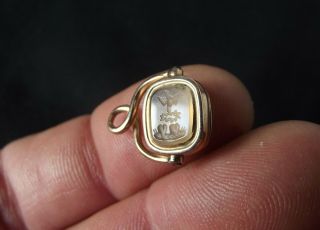 Antique French Religious Marriage Wax Seal - Pendant 18K Gold Agate Cornelian 19th 12