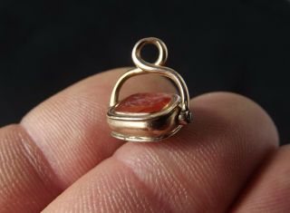 Antique French Religious Marriage Wax Seal - Pendant 18K Gold Agate Cornelian 19th 5