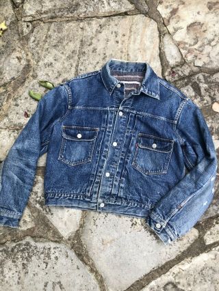 Vintage 50s Levis Big E Type 2 517xx 507xx Selvedge Denim Jean Jacket 42 44