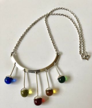 Midcentury Swedish Modernist Sterling Silver Necklace With Pendants