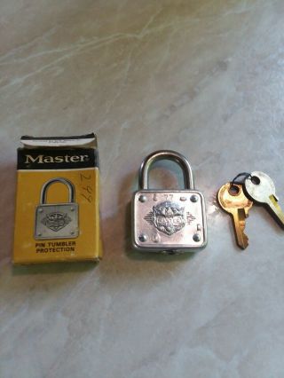 Old Master Lock Co " Rare " No.  77 Padlock & " Matching " Keys