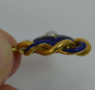 Victorian 15ct Gold Pearl & Royal Blue Enamel Locket or Pendant 5