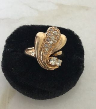 Vintage 14k Gold Antique Art Nouveau Old Diamond Ring