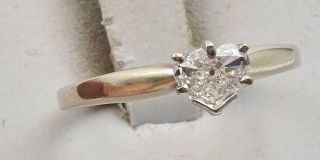 Antique 14k White Gold & 1/2 Carat Mine Cut Heart Shape Natural Diamond Ring