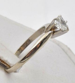 Antique 14k White Gold & 1/2 carat Mine cut Heart Shape Natural Diamond Ring 3