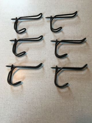 Set Of 6 Matching Vintage Bent Twisted Wire Coat Hat Clothes Screw In Hooks