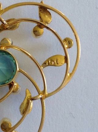 Delightful Art Nouveau 15ct Gold Aquamarine & Seed Pearl Pendant Necklace 4