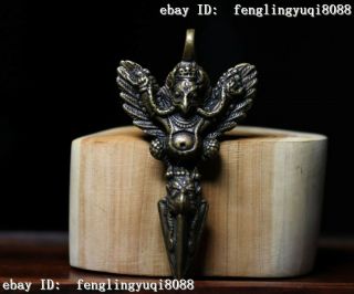 China Copper Brozne Garuda Bird Buddha Phurba Dagger Holder Amulet Pendant M204