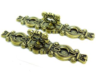 (2) Antique Fancy Brass Furniture Dresser Armoire Cabinet Pull Handle Rococo