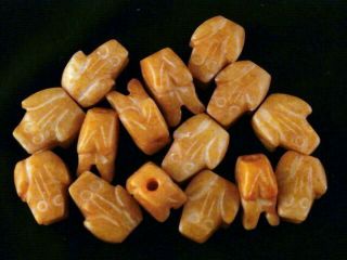 15pics Special Chinese Jade Hand Carved Frog Beads Zaa029