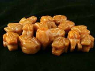 15Pics Special Chinese Jade Hand Carved Frog Beads Zaa029 2