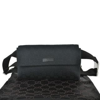 G18 Gucci Auth Waist Pouch Bumbag Belt Bag Cross Body Fanny Pack Black Vintage