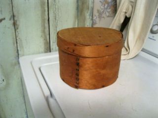 Antique Primitive Wooden 8 " Round Pantry Box With Lid