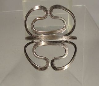 Vintage Ed Levin Sterling Silver Cuff Bracelet Vermont Mid Century Abstract
